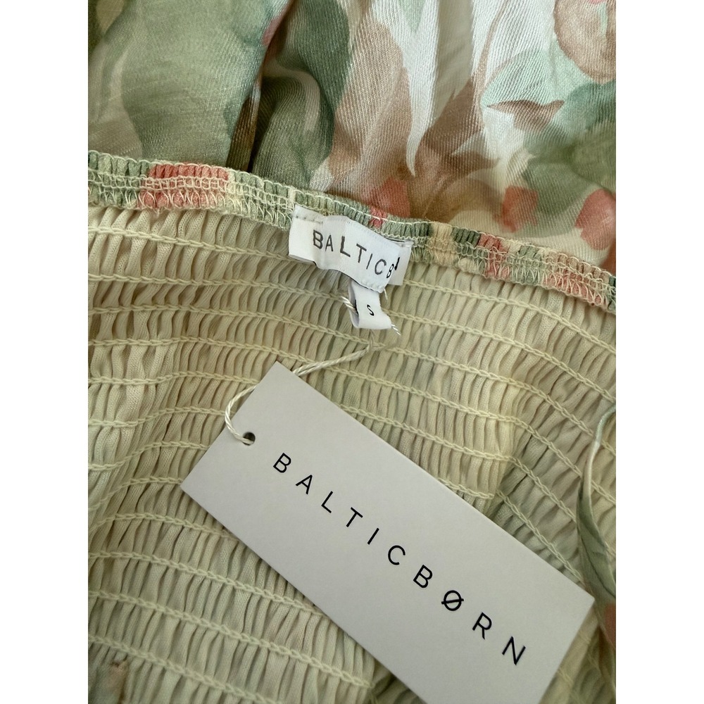 Baltic Born Elton Maxi Dress Sage and Blush floral tie-straps Slit Small NWT - Picture 3 of 10